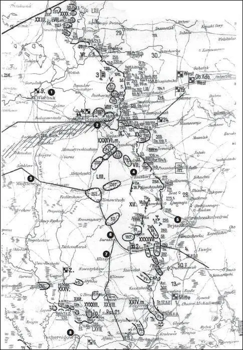 Карта 10 Обстановка на участке группы армий Центр Вечер 28 августа 1941 г - фото 10