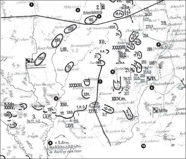 Карта 15 Обстановка на правом фланге группы армий Центр на 25 августа 1941 - фото 15
