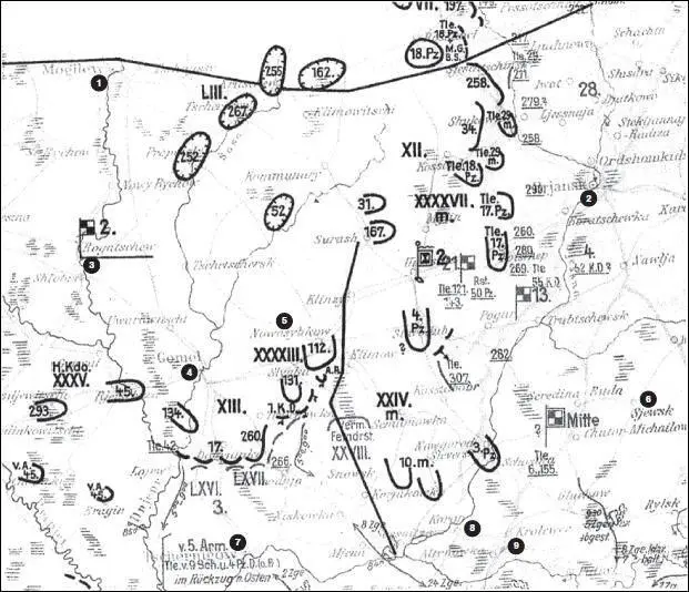Карта 16 Обстановка на правом фланге группы армий Центр на 26 августа 1941 - фото 16