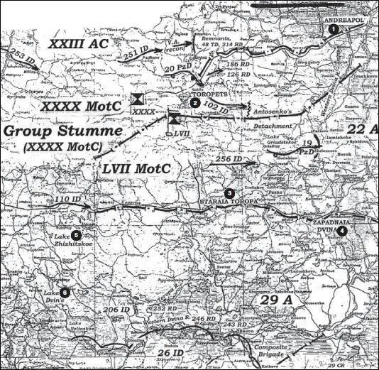 Карта 22 Наступление группы Штумме 30 августа 1941 г 1 Андреаполь 2 - фото 22