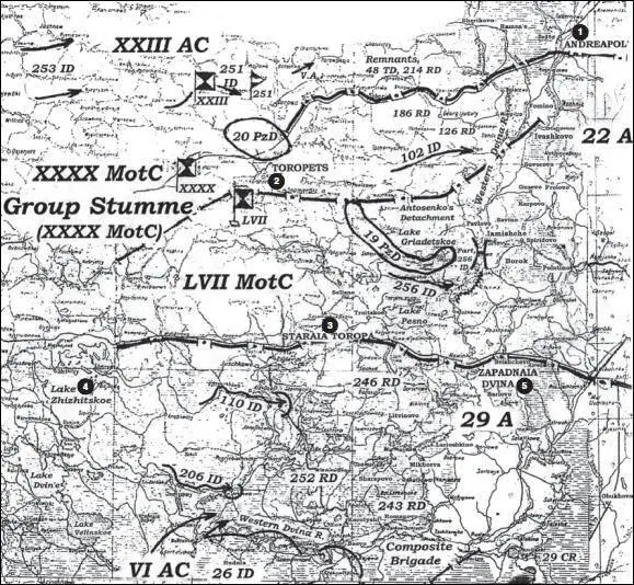 Карта 23 Наступление группы Штумме 31 августа 1941 г 1 Андреаполь 2 - фото 23