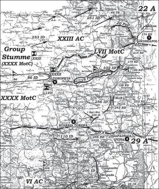 Карта 24 Наступление группы Штумме 2 сентября 1941 г 1 Андреаполь 2 - фото 24