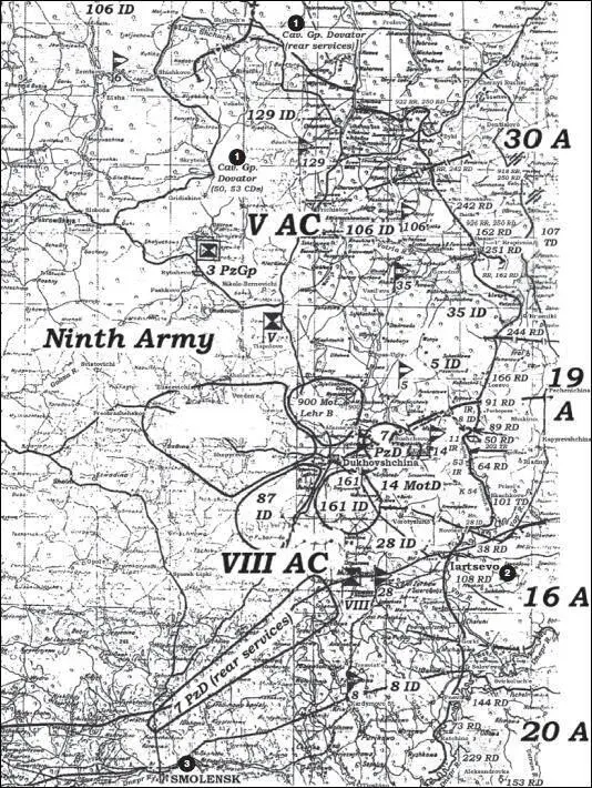 Карта 27 Ситуация на восточном фронте 9й армии Вечер 25 августа 1941 г 1 - фото 27