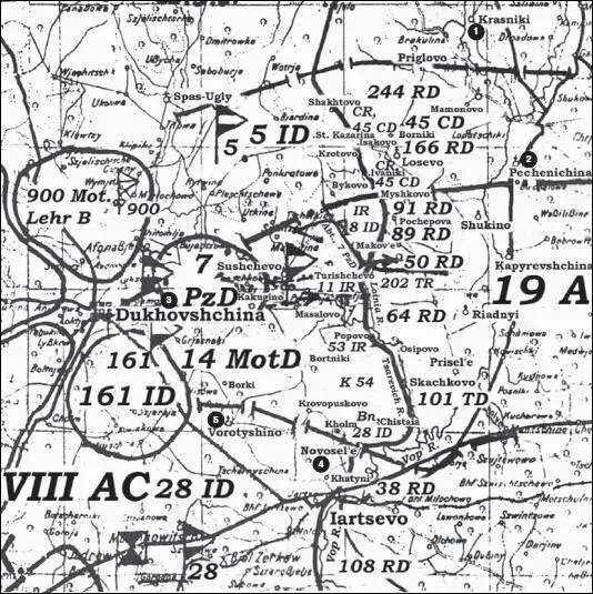 Карта 31 Положение на участке фронта 19й армии Вечер 26 августа 1941 г 1 - фото 31