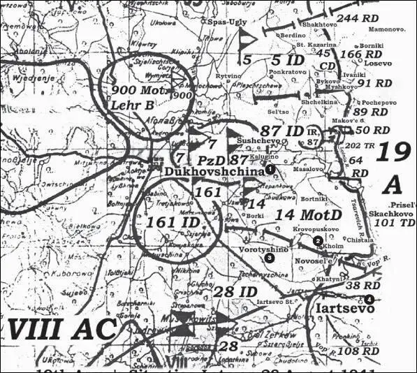 Карта 34 Положение на фронте 19й армии Вечер 28 августа 1941 г 1 - фото 34
