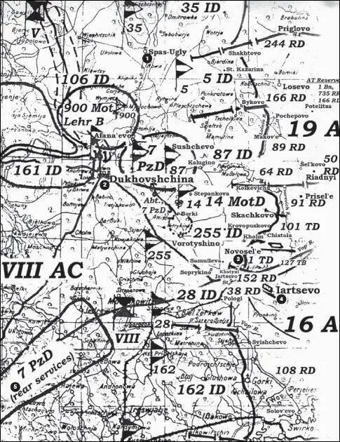 Карта 57 Положение на участках фронта 16й и 19й армий 79 сентября 1941 г - фото 65