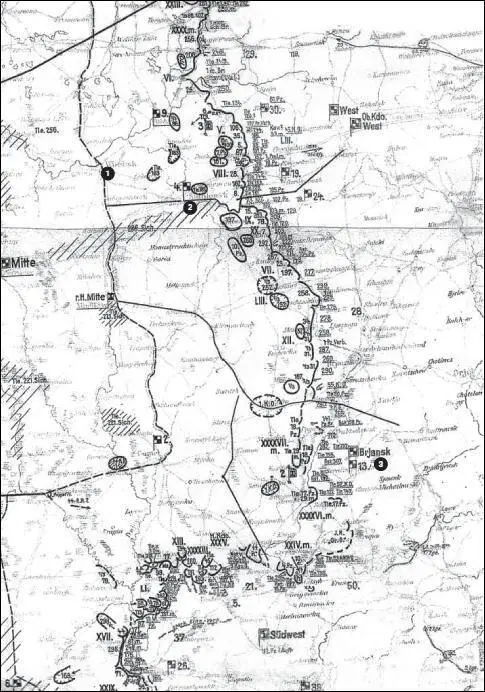 Карта 58 Обстановка на участке группы армий Центр Вечер 9 сентября 1941 г - фото 68