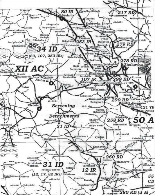 Карты 74 Оперативное построение войск 50 3 и 13й армий Вечер 1 сентября - фото 90