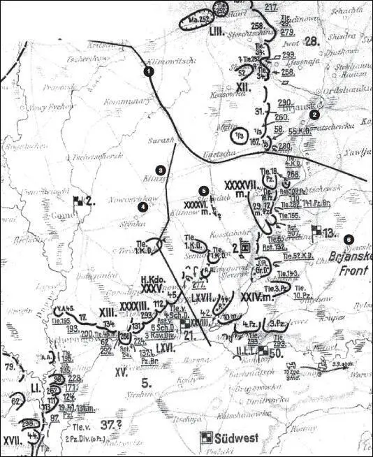 Карта 82 Положение на правом фланге группы армий Центр на 4 сентября 1941 - фото 98