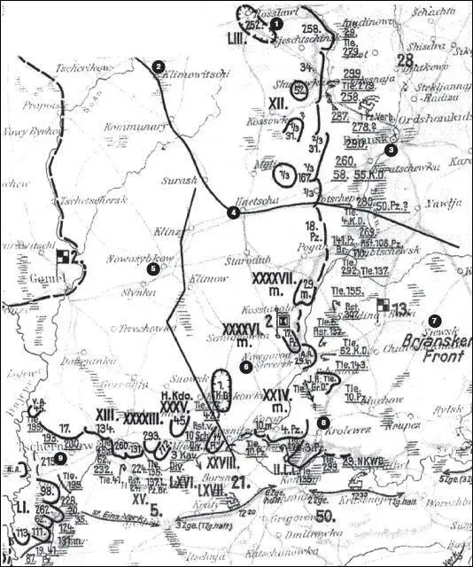 Карта 88 Положение на правом фланге группы армий Центр на 6 сентября 1941 - фото 104