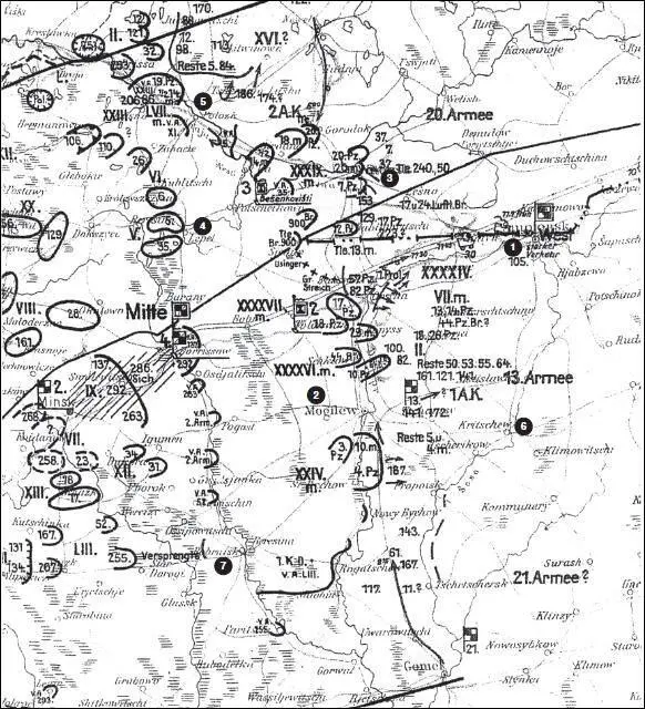 Карта 8 Позиции группы армий Центр на 11 июля 1941 г 1 Смоленск 2 - фото 13
