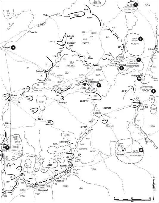 Карта 19 Положение на 2300 20 июля 1941 г 1 Западный фронт 2 группа - фото 25