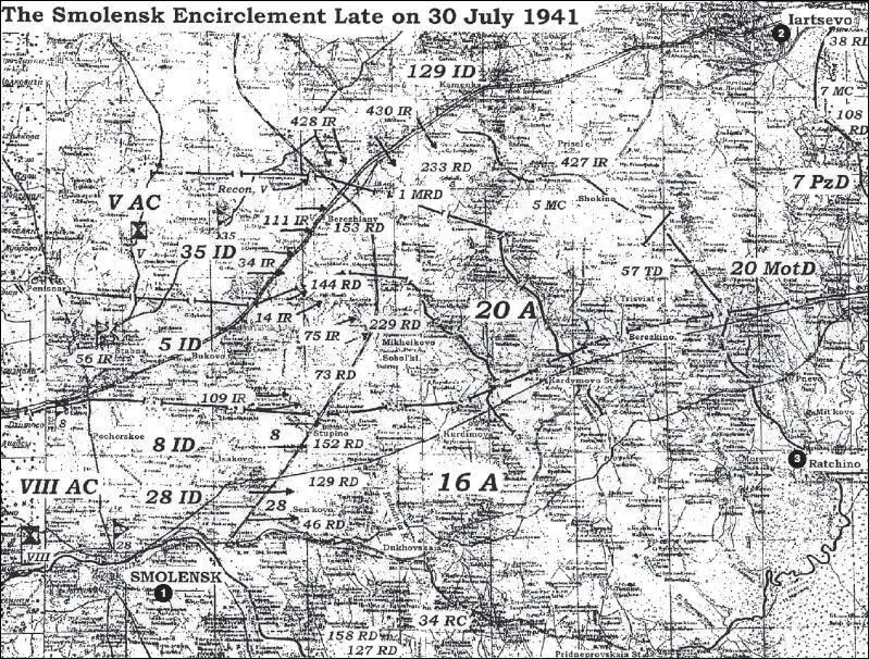 Карта 32 Кольцо окружения под Смоленском на 30 июля 1941 г 1 Смоленск 2 - фото 38