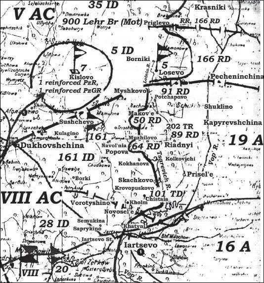 Карта 84 Положение 19й армии Вечер 19 августа 1941 г 1 Ярцево Хотя 19я - фото 94