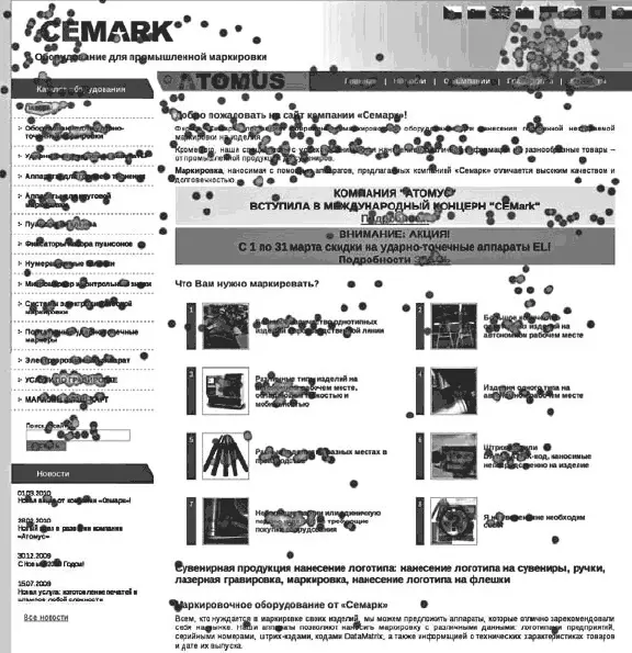 Рис 42Карта кликов главной страницы atomusru в записи системы WebVisor - фото 50