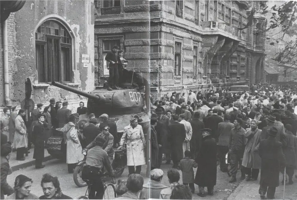 Жители Будапешта окружили советский танк Т3485 конец октября 1956 г - фото 9