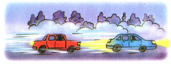 Ночь Туман Водитель Жигулей пристроился за впереди идущей машиной - фото 74