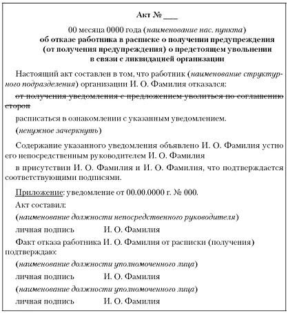 Рис 120Акт об отказе работника в расписке Как уже отмечалось увольнение - фото 21