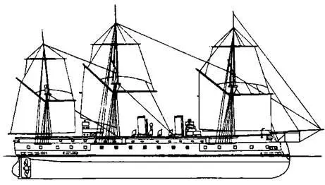 Броненосный фрегат Кронпринц Наружный вид 1888 г Броненосный фрегат - фото 22