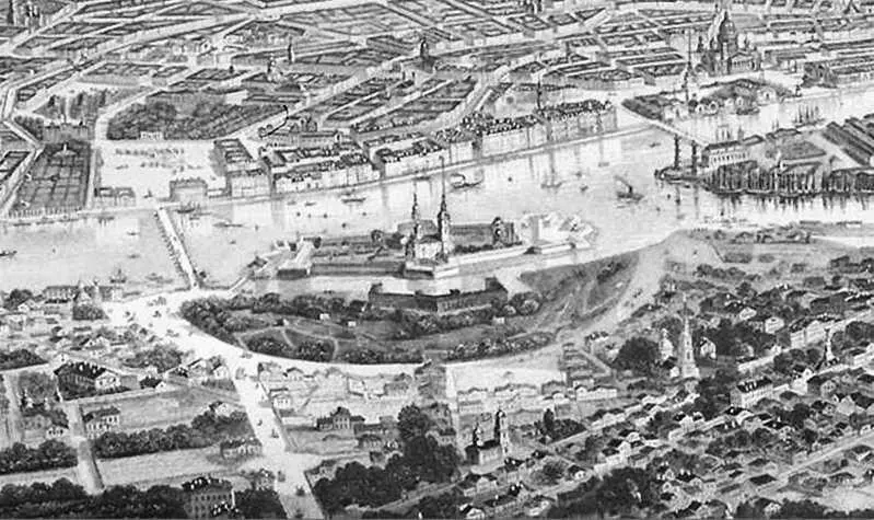 Петербургская сторона Фрагмент панорамы 1860х гг Гравюра А Апперта по - фото 127