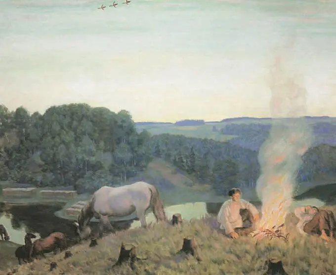 Ночное Костер Художник Б Кустодиев Н А Некрасов Художник И Крамской - фото 199