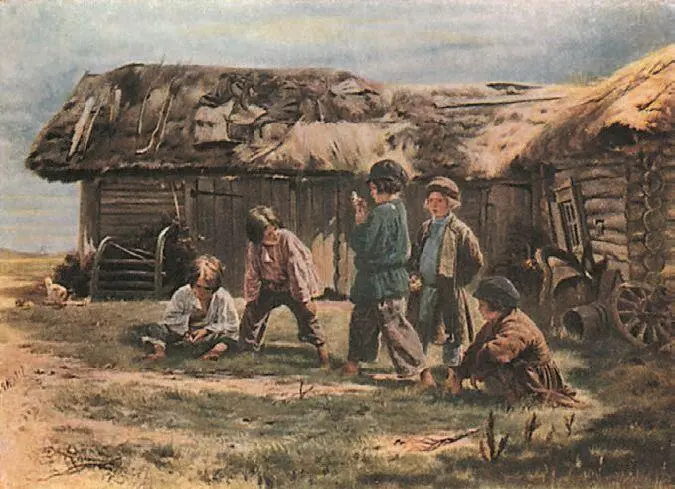 Игра в бабки Художник В Маковский Школьник Художник А Пахомов Сельская - фото 201