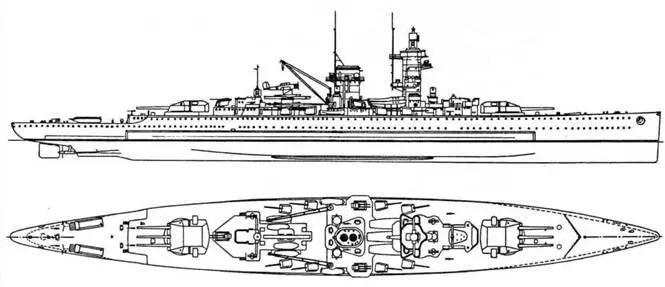 Броненосный корабль Адмирал граф Шпее 1939 г Наружный вид и вид сверху - фото 34