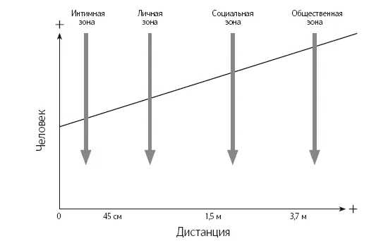 Четыре зоны проксемики Интимная зона 1545 см Эту зону иногда называемую - фото 19
