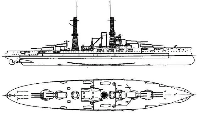 Линейный корабль Nevada 1920 г Наружный вид и еид сверху В конце лета - фото 61