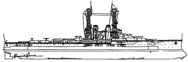 Линейный корабль Юта Наружный вид 1923 г При модернизациях в 19171920 - фото 58