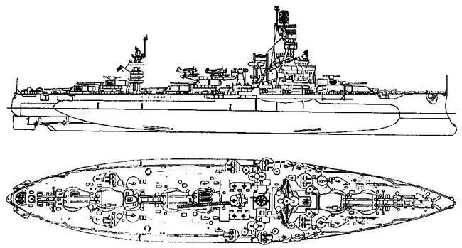 Линейный корабль Арканзас Наружный вид и вид сверху 1945 г Линейный - фото 86