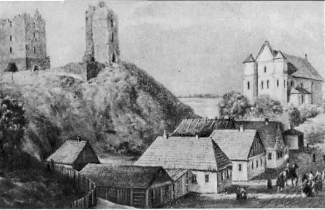 Новогрудок Фрагмент города с видом замка Литография М Фаянса по рисунку Н - фото 3