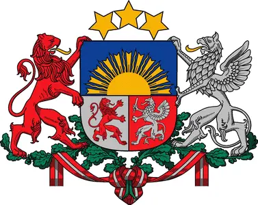 Герб Латвийской республики представляет собой пересечённый и полурассечёный на - фото 56