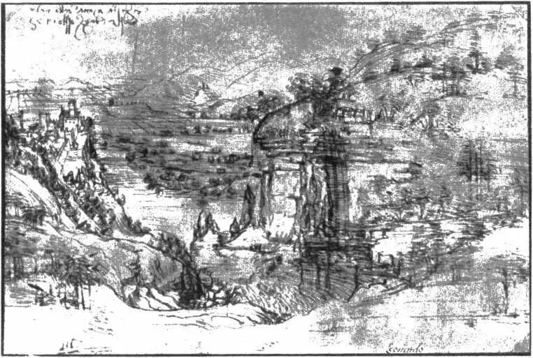 Леонардо да Винчи Тосканский пейзаж Рисунок нимания явлений природы Тогда - фото 24