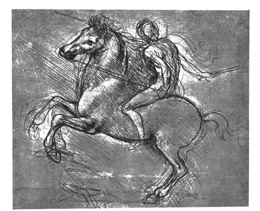 Леонардо да Винчи Набросок для памятника Франческо Сфорца как бы в одно - фото 57