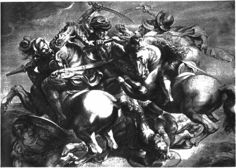 Битва при Ангиари Гравюра Эделинка с копии Рубенса 1440 года Изображен был - фото 77