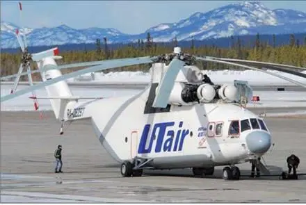 Ми26Т авиакомпании UTair Ми26Т на установке опоры ЛЭП Вертолет которому - фото 4