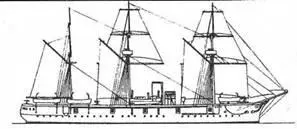 Броненосный корабль Хией 1885 г Наружный вид Конго и Хией - фото 41