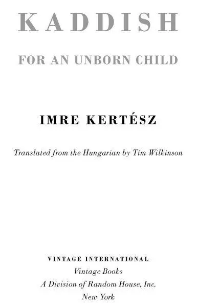 Kaddish for an Unborn Child by Imre Kertész streicht dunkler die Geigen - фото 1