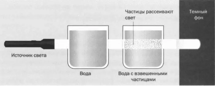 Пучок света сначала проходит через стакан воды без взвешенных частиц Без - фото 48