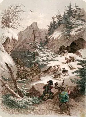 Hunters with their dogs corner a bear in its cave the first taboo And so - фото 55