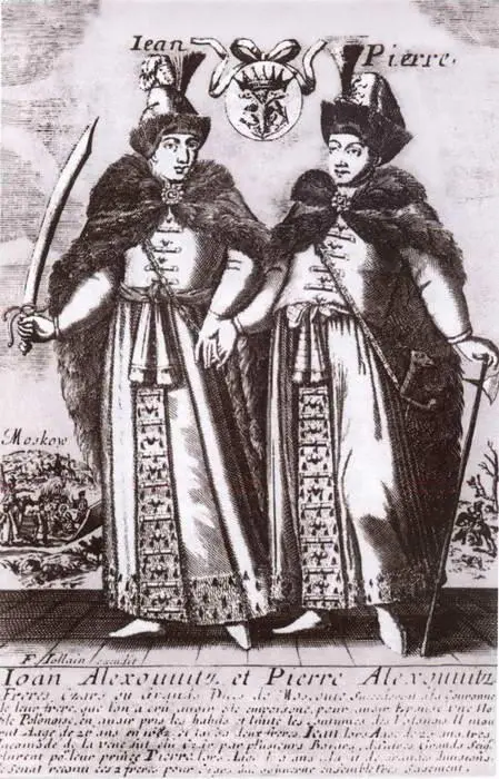 Цари Иван и Пётр Алексеевичи отец и дядя Анны Гравюра Ж Жоллена 1685 г - фото 17
