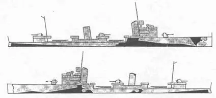 Эскадренный миноносец Николосо да Рекко Август 1942г Схема камуфляжной - фото 25