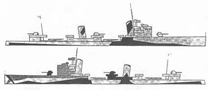 Эскадренный миноносец Николосо да Рекко Сентябоь 1943 г Схема камуфляжной - фото 27