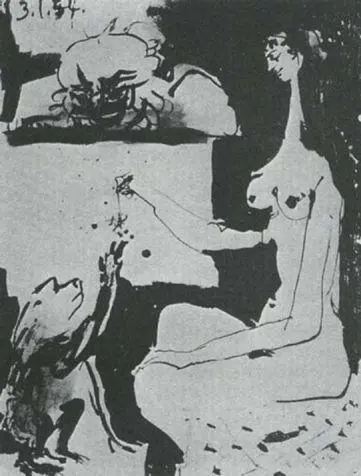 109 Picasso Young Woman and Monkey 3 January 1954 He returns to the idea of - фото 110