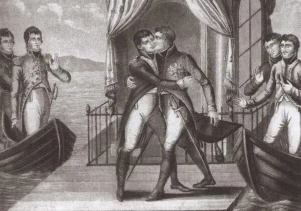 Встреча императоров Александра и Наполеона на плоту на Немане 1807 Гравюра по - фото 37