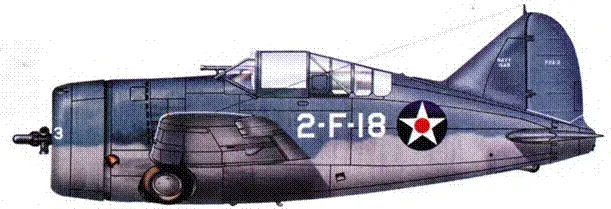 Брюстер F2A3 Буффало2F18 BuNo 1549 пилот Говард Паккард VF2 - фото 149
