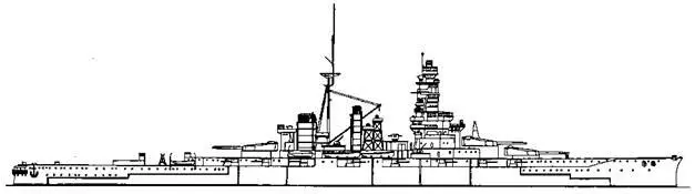 Линейный крейсер Хией 1936 г Боковой вид Линейный корабль Харуна - фото 29