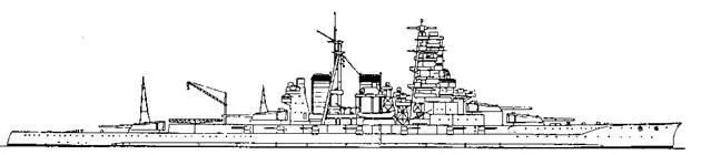 Линейный корабль Киришима 1937 г Боковой вид Каждый из них был размещен - фото 31