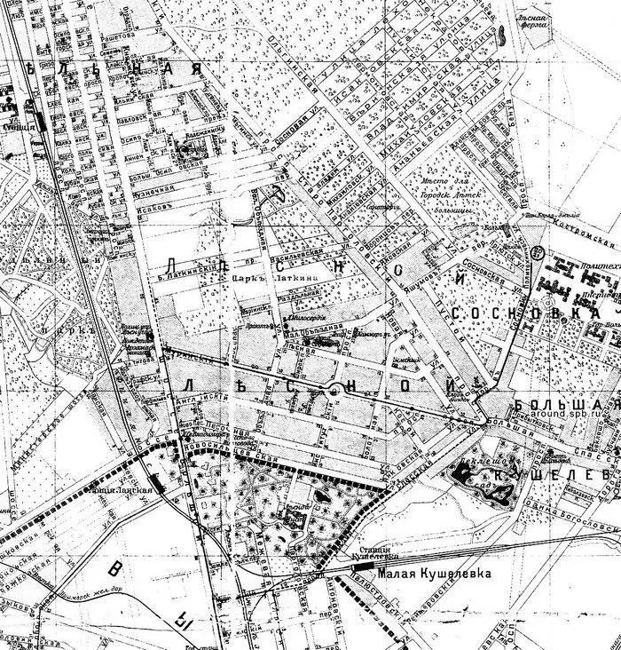Северные окрестности на карте Петрограда 1916 года Дачи здесь расположены - фото 9